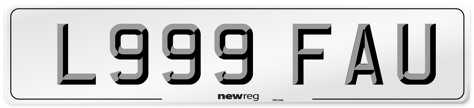 L999 FAU Number Plate from New Reg